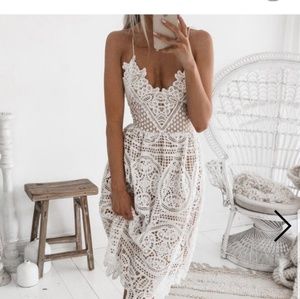 Solid Lace Floral Casual Dress